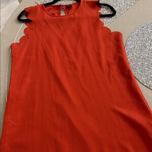 Women’s Medium size 6 SHEIN Vibrant Rust Sleeveless scalloped  dress
